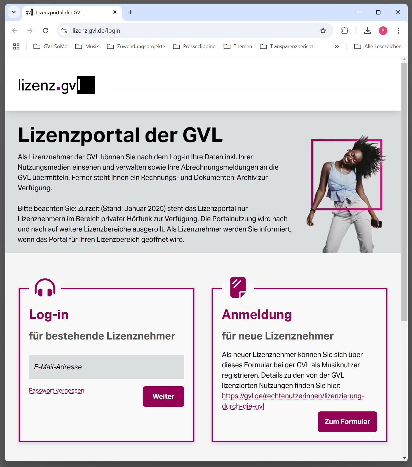 Das neue Lizenzportal der GVL